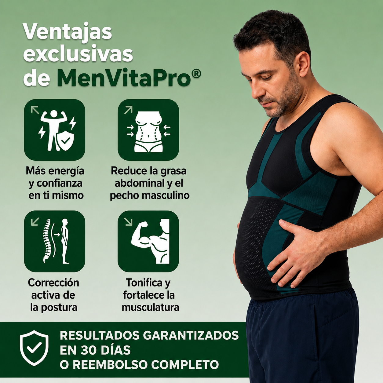 MenVitaPro™ — Camiseta Moldeadora de Compresión para Hombre | Vientre Plano al Instante